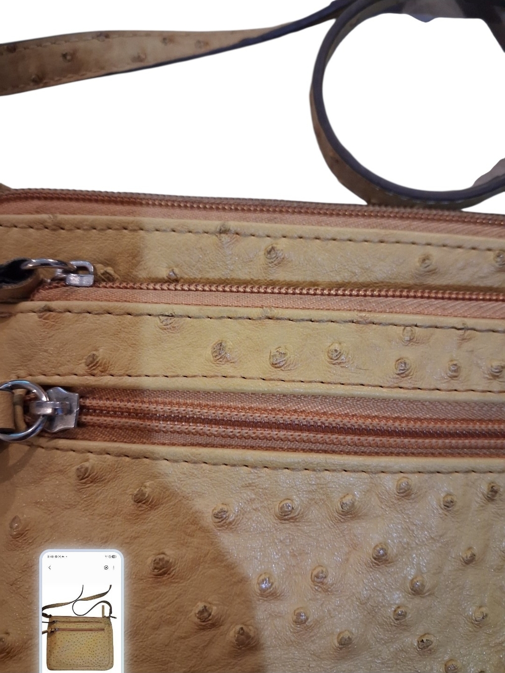 Yellow Ostrich-Texture Crossbody Bag - Women - Picture 2 of 4